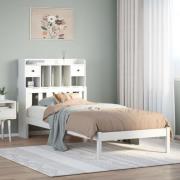 vidaXL Säng med bokhylla utan madrass vit 90x200cm massiv furu