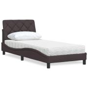vidaXL Säng med madrass mörkbrun 90x190 cm tyg