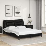 vidaXL Bed Frame without Mattress "Hvar" Black and White 140x190 cm Fa...