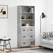 vidaXL Högskåp betonggrå 69,5x34x180 cm konstruerat trä