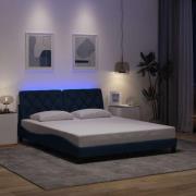 vidaXL Bed Frame with LED without Mattress Blue 160x200 cm Fabric