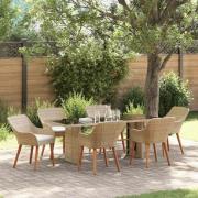 vidaXL Trädgårdsmöbelset med kudde 7 pcs Beige konstrotting