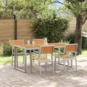 vidaXL Trädgårdsmöbelset 5 pcs Grå och brun 180 x 90 x 75 cm