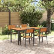 vidaXL Trädgårdsmöbelset 5 pcs Svart och brun 150 x 90 x 75 cm