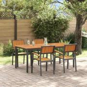 vidaXL Trädgårdsmöbelset 5 pcs Svart och brun 180 x 90 x 75 cm