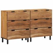 vidaXL Sideboard 2 pcs Brun 60 x 33 x 75 cm Massivt akaciaträ