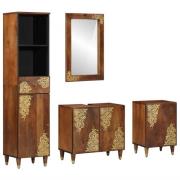 vidaXL Badrumsmöbelset med låda 4 pcs honungsbrun 62 x 33 x 58 cm