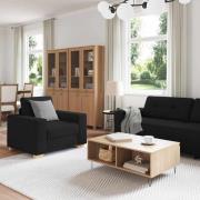 vidaXL Soffset med kudde med kudde 3 pcs Svart tyg
