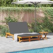 vidaXL Solstol Reclining Brun 125 x 200 x 84cm Massivt akaciaträ