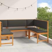 vidaXL Bänkset för trädgården 5 pcs Brun massivt akacia