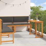 vidaXL Bänkset för trädgården 4 pcs Brun massivt akacia