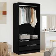 vidaXL Svart Ek Garderob - 100 x 50 x 200 cm - Gjord av konstruerat tr...