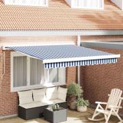 vidaXL Utfällbar markis Blå och Vit 300 x 250 cm Tyg och Metall