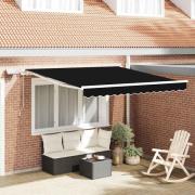 vidaXL Utfällbar markis med Svart 300 x 250 cm tyg