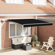 vidaXL Utfällbar markis med LED -remsljus Svart 300 x 250 cm tyg