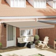 vidaXL Utfällbar markis Beige 400 × 300 cm tyg