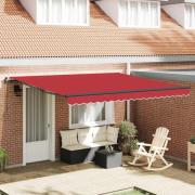 vidaXL Utfällbar markis Röd 400 × 350 cm tyg