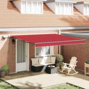 vidaXL Utfällbar markis med LED -remsljus Röd 400 ×350 cm tyg