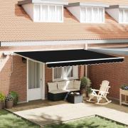 vidaXL Utfällbar markis med Svart 450 ×300 cm tyg