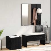 vidaXL Hallmöbelset 5 pcs Svart ek och Silver 80 x 30.5 x 40 cm