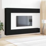 vidaXL TV-bänkset 9 pcs Svart ek 30.5 x 30 x 110 cm Konstruerat trä