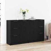 vidaXL Sideboard med låda Svart Ek 180 x 30 x 70 cm Konstruerat trä