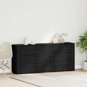 vidaXL Sideboard med låda Svart Ek 160 x 33 x 70 cm Konstruerat trä