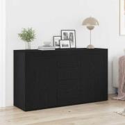 vidaXL Sideboard med låda Svart Ek 120 x 36 x 69 cm Konstruerat trä