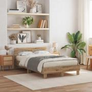 vidaXL Sängram med huvudgavel artisan ek 120 x 190 cm Konstruerat trä