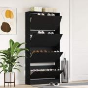 vidaXL Skåp för skor Svart ek 80 x 21 x 163.5 cm Konstruerat trä