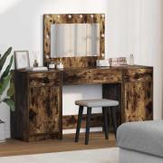 vidaXL Smyckebord med spegelbelysning 3 pcs Brun Konstruerat trä