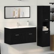 vidaXL Badmöbelset 3 pcs Svart Ek 60 x 38.5 x 46 cm Konstruerat trä