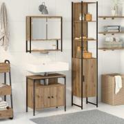 vidaXL Badrumsmöbelset med hylla 3 pcs artisan ek 33 x 33 x 185.5 cm
