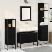 vidaXL Badrumsmöbelset 4 pcs Svart 33 x 33 x 185.5 cm Konstruerat trä
