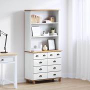 vidaXL Hutch med låda ASKIM Vit 91 x 40 x 184 cm Massiv furu