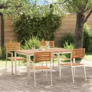 vidaXL Trädgårdsmöbelset 5 pcs Brun Massivt teakträ & rostfritt stål