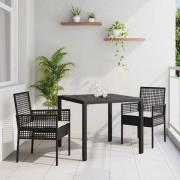 vidaXL Trädgårdsmöbelset 3 pcs Svart Poly rattan