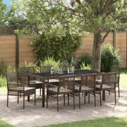 vidaXL Trädgårdsmöbelset 9 pcs Brun Poly rattan