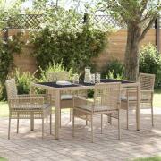 vidaXL Trädgårdsmöbelset 5 pcs Beige Poly rattan