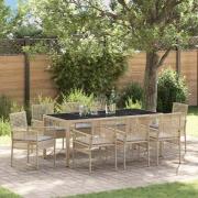 vidaXL Trädgårdsmöbelset 9 pcs Beige Poly rattan