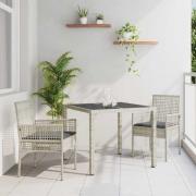 vidaXL Trädgårdsmöbelset 3 pcs Ljusgrå Poly rattan