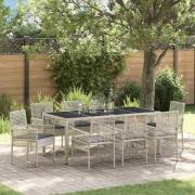 vidaXL Trädgårdsmöbelset 9 pcs Ljusgrå Poly rattan