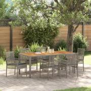 vidaXL Trädgårdsmöbelset 7 pcs Grå Poly rattan