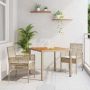 vidaXL Trädgårdsmöbelset 3 pcs Beige Poly rattan
