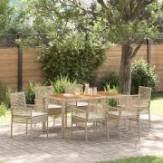 vidaXL Trädgårdsmöbelset 7 pcs Beige Poly rattan