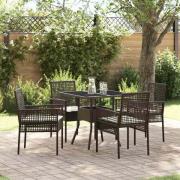 vidaXL Trädgårdsmöbelset 5 pcs Brun Poly rattan