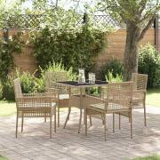 vidaXL Trädgårdsmöbelset 5 pcs Beige Poly rattan