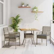 vidaXL Trädgårdsmöbelset 3 pcs Grå Poly rattan