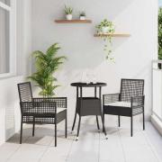 vidaXL Trädgårdsmöbelset 3 pcs Svart Poly rattan