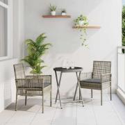 vidaXL Trädgårds Bistro Set 3 pcs Grå Poly rattan